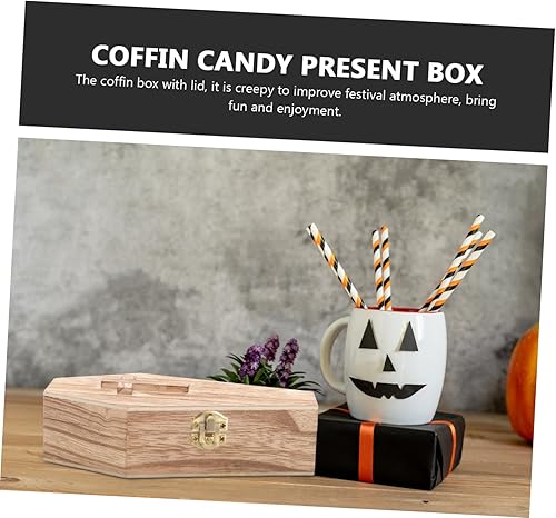 Miniatura 7 de SOIMISS Decoraciones de Halloween Caja de decoraciones de Halloween, decoraciones de Halloween, decoración de ataúd de madera, soporte para aretes,