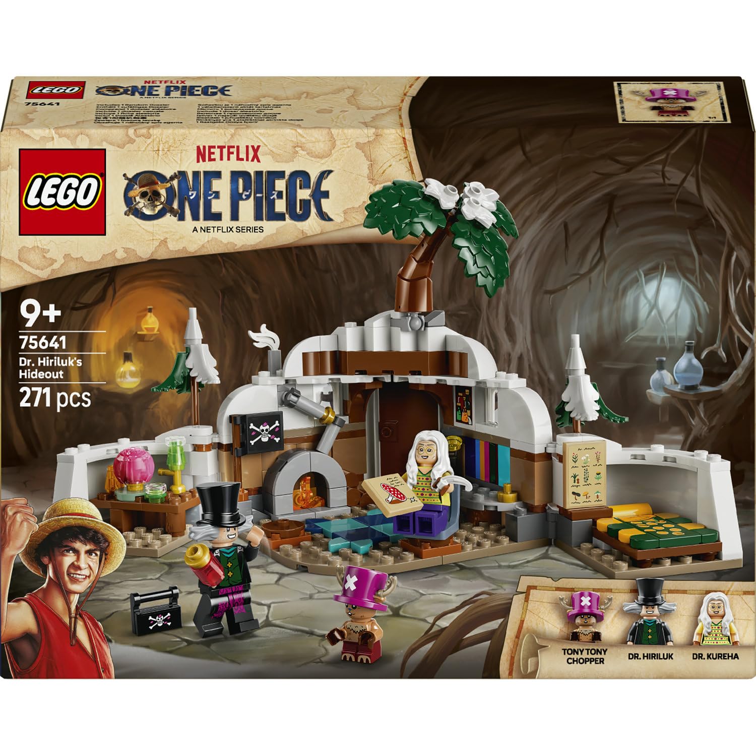 LEGO ONE PIECE Dr. Hiriluk's Hideout 75641 | Toys for 9+ Year Old Boys & Girls, 3 Collectible Minifigures, DIY Kids' Room Decor, Birthday Gift Idea, 271 Pieces