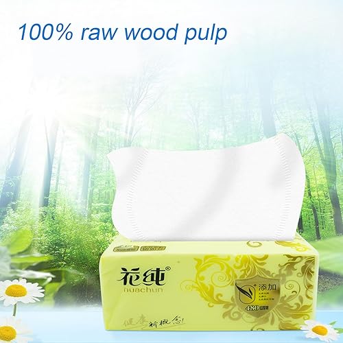 Miniatura 6 de Paquete de 8 pañuelos faciales desechables suaves, servilletas, papel higiénico, funda de bolsa no caja, material de fibra de pulpa de madera nativa