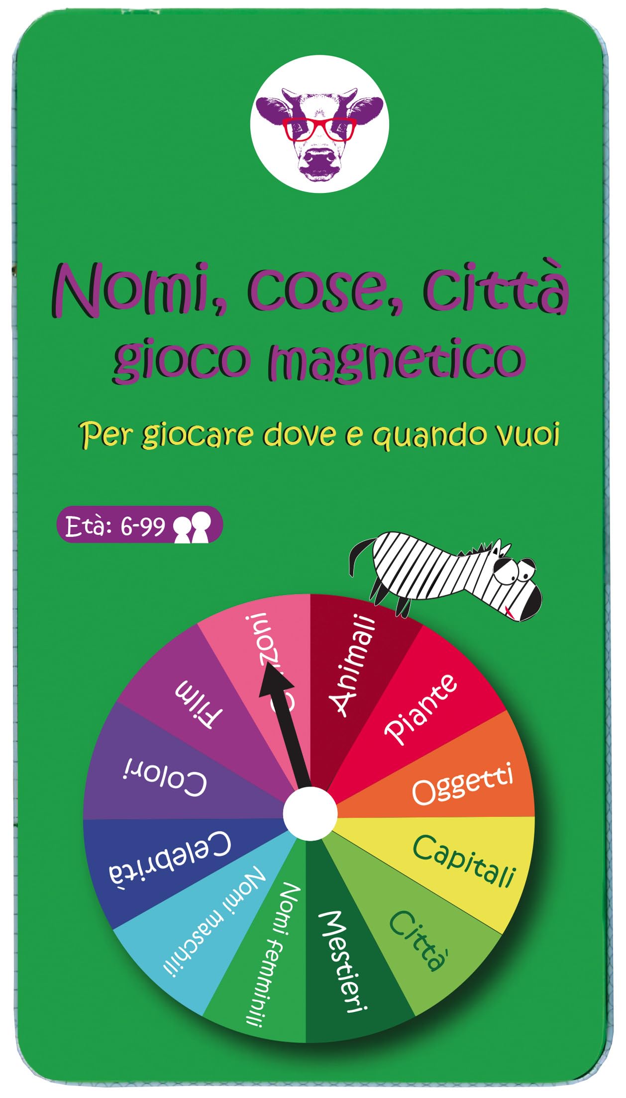 THE PURPLE COW Nomi, Cose, Città Magnetico - Gioco Da Tavolo In Scatola Di Latta Con Pezzi Magnetici - Idea Regalo