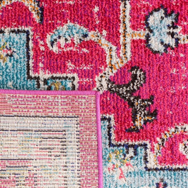 Safavieh Distressed Rug for Living Room Dining Room, Bedroom - Madison Collection, Short Pile, in Fuchsia and Blue, 67 X 122 cm - Image 3