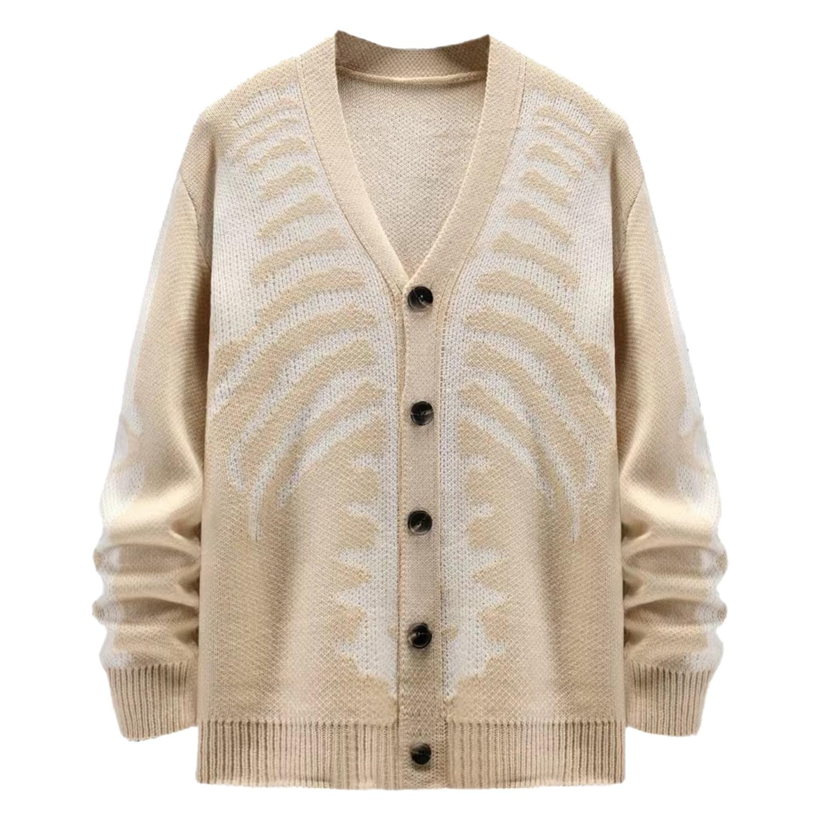 Suéter con intarsia de esqueleto cárdigan de punto unisex ropa de abrigo para Halloween 3