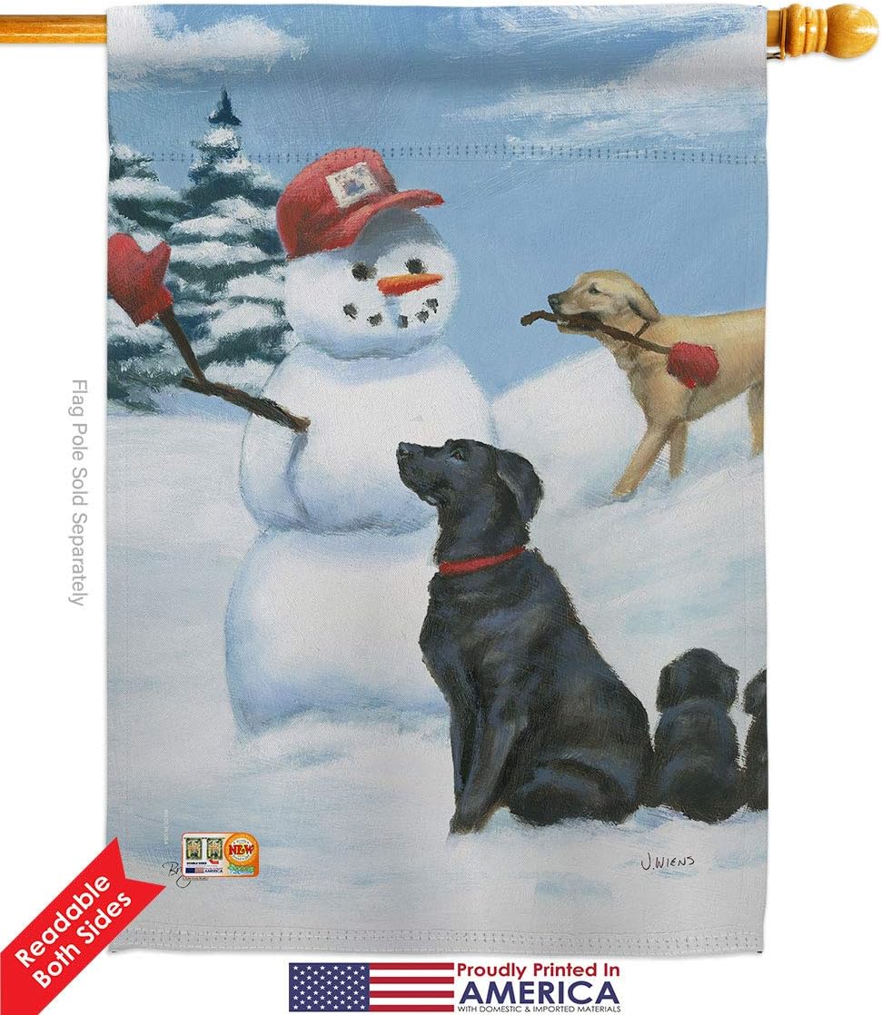 Snow Pals House Flag Set Animals Dog Puppy Spoiled Paw Canine Fur Pet Nature Farm Animal Creature Small Decorative Gift Yard Banner Double-Sided Made In USA 28 X 40