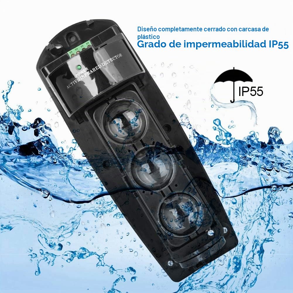 Detectores de Triple Haz Alarma de Triple Haz Detector de LED infrarrojo fotoeléctrico de Seguridad Transmisión inalámbrica para de Alarma de Seguridad para el hogar(ABE 100)