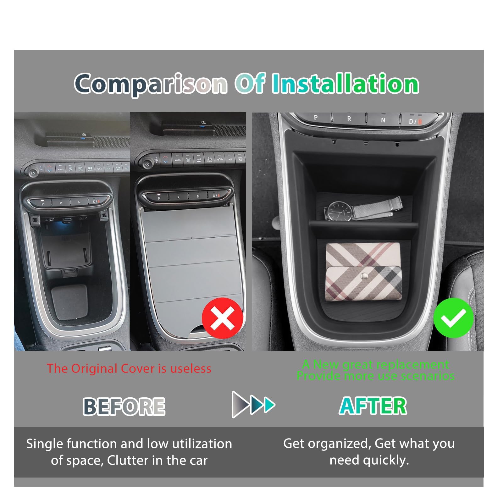 GAFAT Compatibile con Jeep Avenger 2025 2026-2023 EV Hybrid Console Centrale Portaoggetti, Sopra la porta di ricarica, Avenger 4xe Multifunzione Organizer Tray, Avenger Accessori
