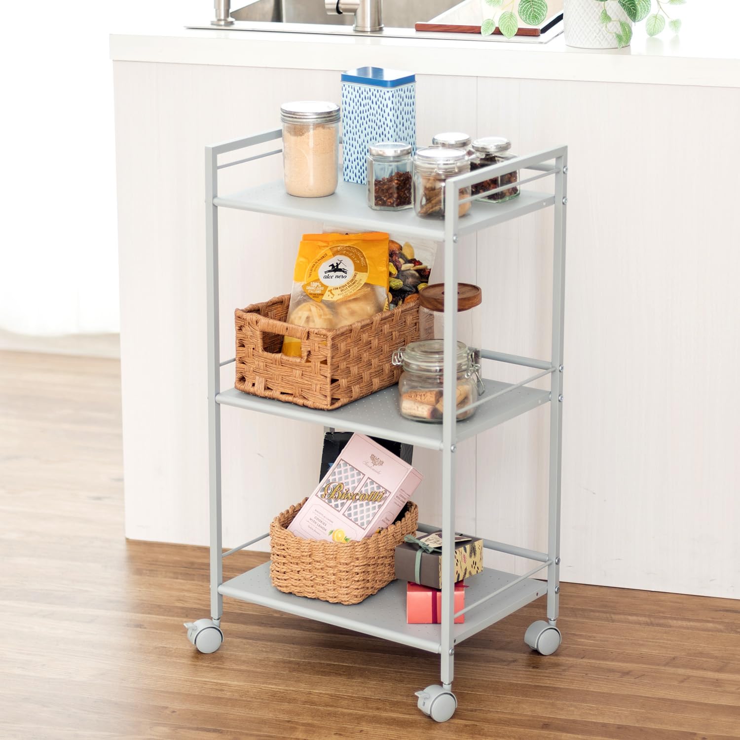 ホワイト 3段式キッチンワゴン×2台売り　2つまとめて！ Amazon.co.jp: ドウシシャ キッチンラック キッチンワゴン 3段