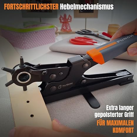 Desktop Leather Belt Hole Punch Tool - Easier to Use Tabletop Design for Watch Strap Handbag Strap Heavy Duty Carbon Steel Precision 6 Sizes Hole Punch for Fabric Crafts Easy DIY