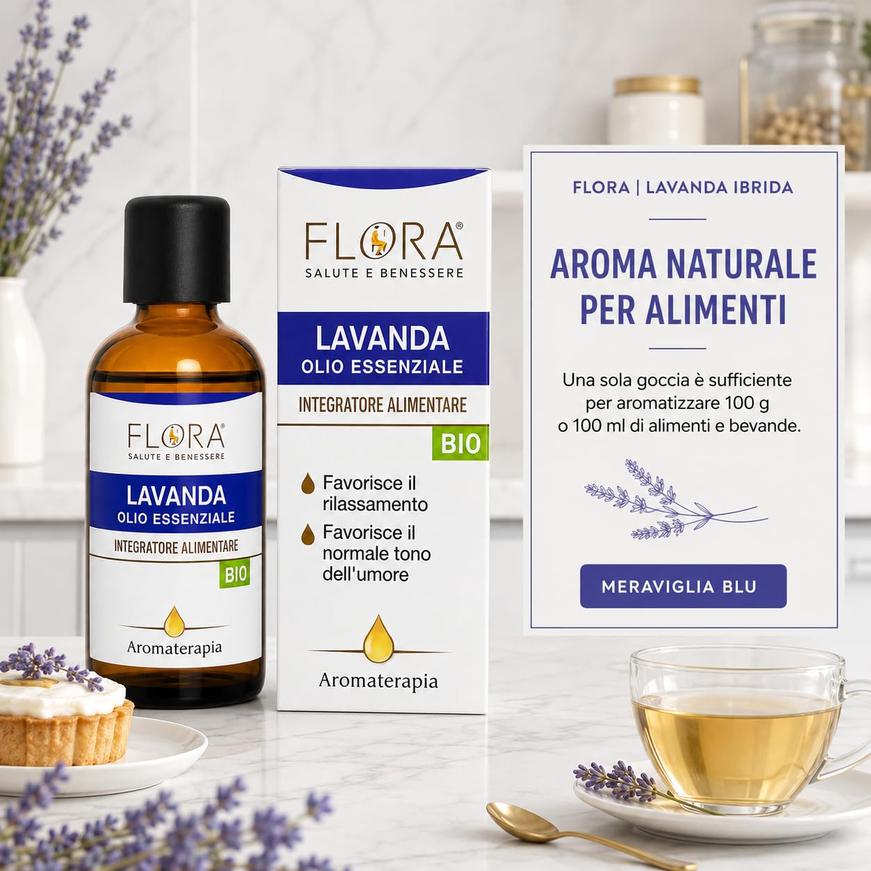 FLORA 100% reines ätherisches Lavendelöl – Nahrungsergänzungsmittel – 100 ml – fördert die Entspannung (Stress und Schlaf) fördert die normale Stimmung Ideal auch in der Aromatherapie