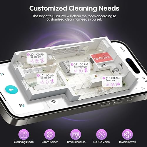 Miniatura 6 de Bagotte Robot aspirador y trapeador, aspiradoras robóticas LiDAR 3 en 1