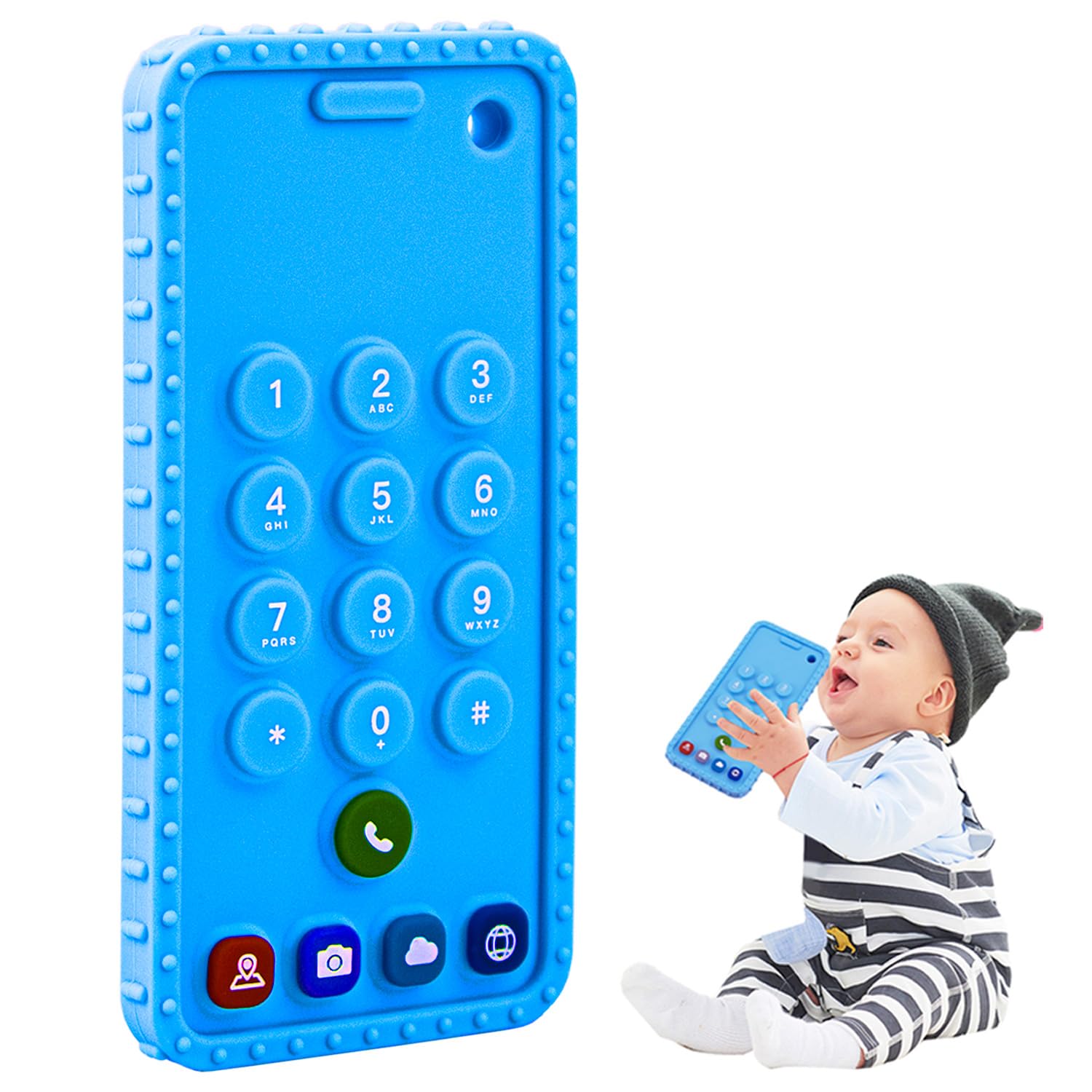 Besosay Baby Phone Teething Toys for 0-3, 0-6, 6-12 Months | Soft Silicone Baby Cell Phone Teethers