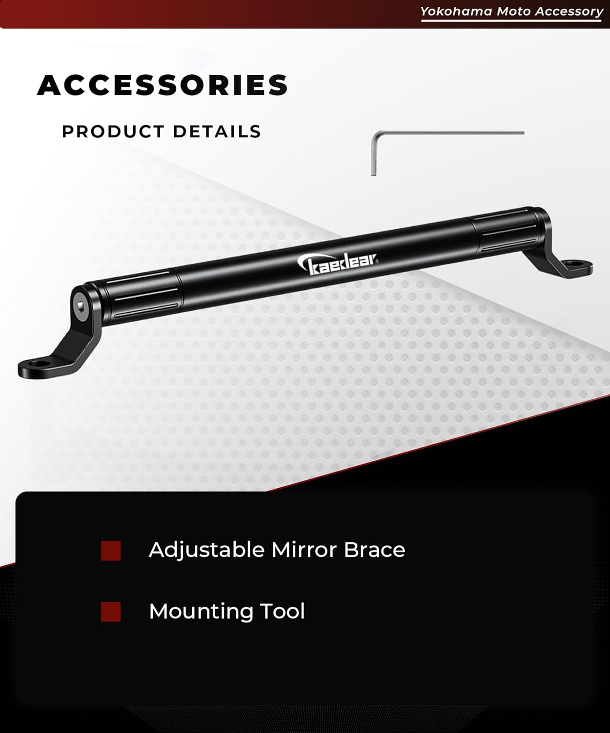 KAEDEAR Motorcycle Adjustable Mirror Brace, Mirror Clamp Bars, 0.87” (22mm) Diameter, Aluminum Mirror Mount Handlebar Extension KDR-HB3