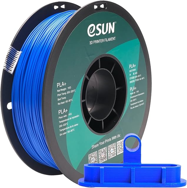eSUN PLA+ Filament 1.75mm, 3D Printer Filament PLA Plus, Dimensional Accuracy +/- 0.03mm, 1KG Spool (2.2 LBS) 3D Printing Filament for 3D Printers, Blue