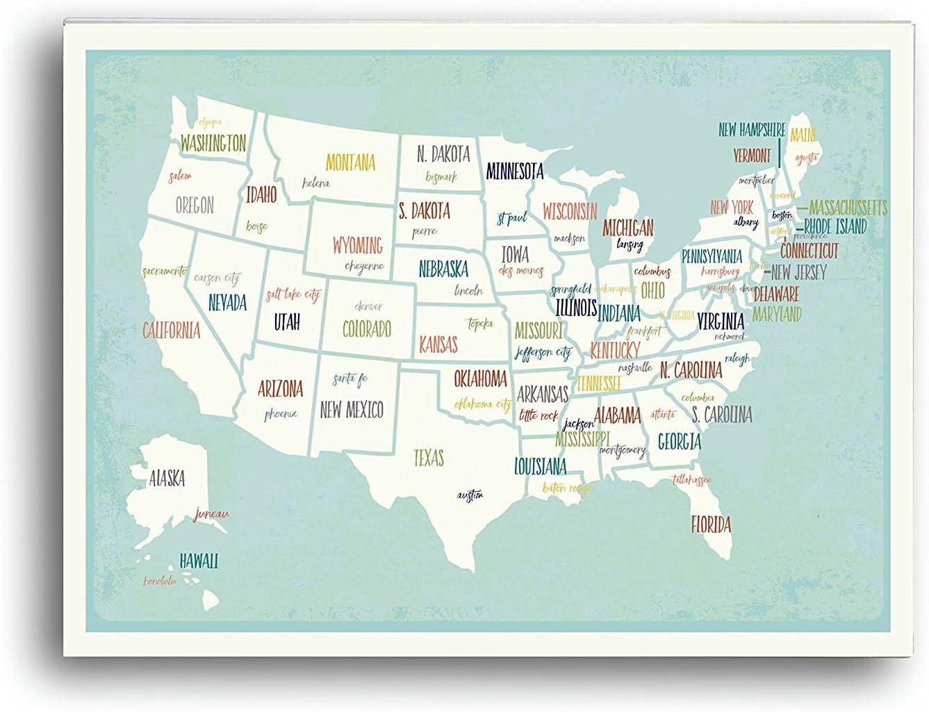 USA Wall Map Art Print, 18x24 Inch Print,Kid's USA Wall Map,Children's Room Decor, Gender Neutral Nursery, Travel Nursery Decor,United States of America Map