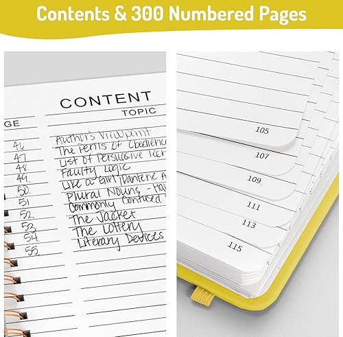 Vista 86 de Forvencer Cuaderno rayado en espiral con 300 páginas numeradas, diarios gruesos A5 para escribir con papel de 3.53 oz/m², cuadernos de tapa dura