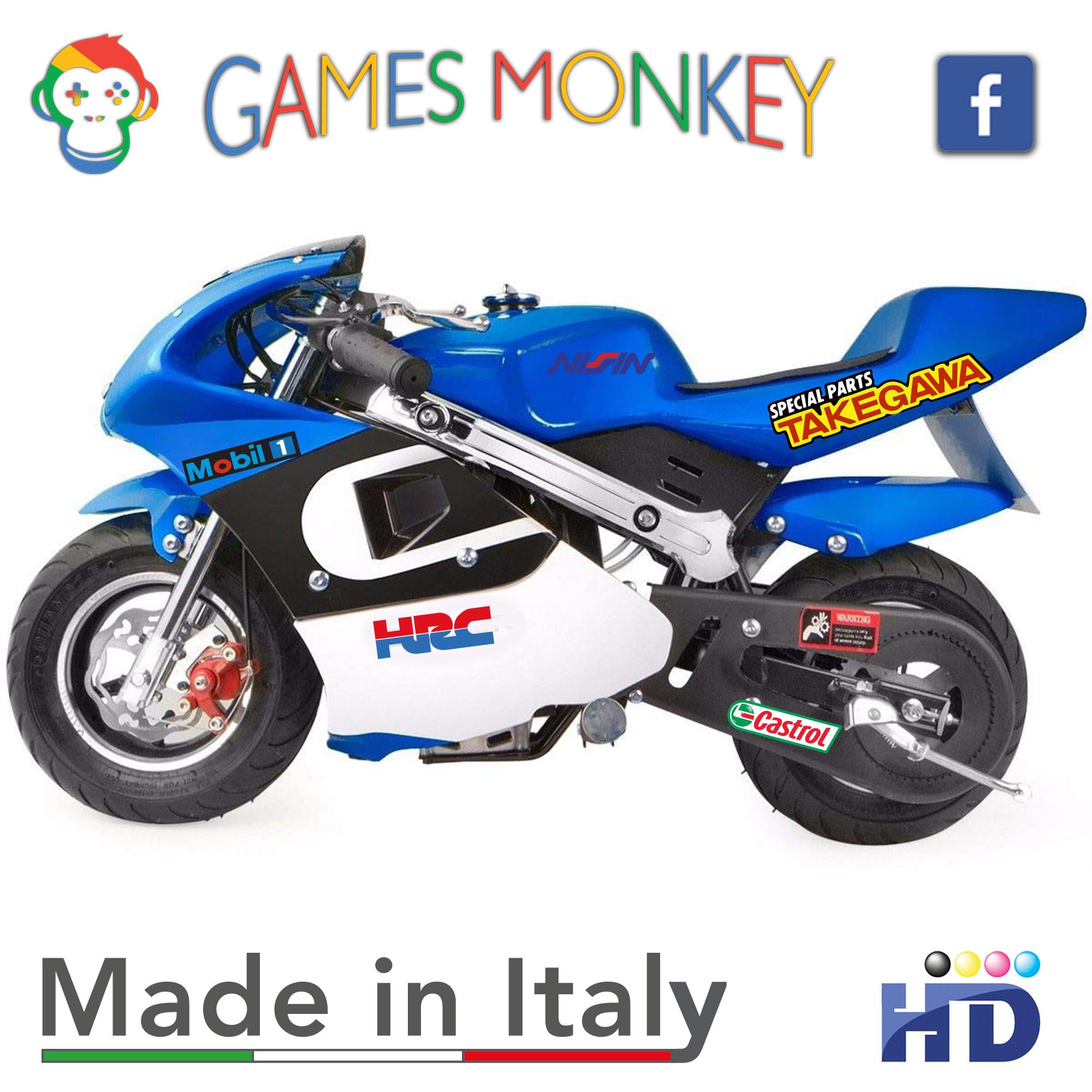 GamesMonkey® - Kit autocollants 79 pièces pour vélo, moto et scooter, casque adhésif Motorsport Stickers Convient pour Skateboard Auto Casques Moto Cross