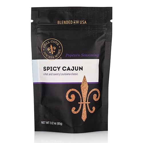 Dell Cove Spices Condimento picante para palomitas cajún Sin OMG y sin gluten Apto para veganos Palomitas de maíz con un toque picante,