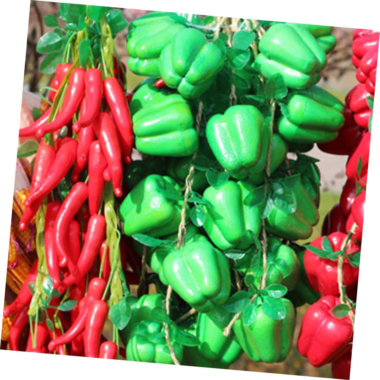 4pcs Simulated Chili Decor Artificial Vegetable String Hanging Fake Pepper Farmhouse Decor