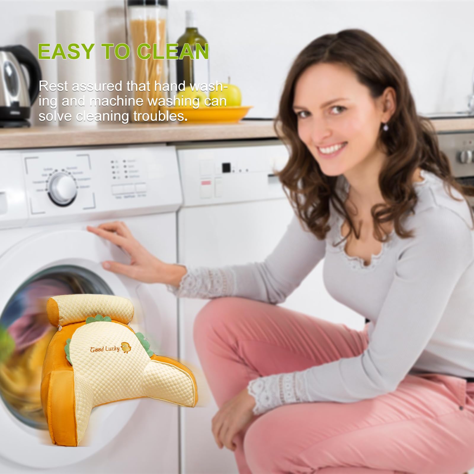 Lesekissen Blau mit Abnehmbarer Nackenrolle & Armlehnen für Bett und Sofa-Ergonomisches Rückenkissen Nackenstützkissen für Erwachsene-Waschbarer Bezug-Lesesitzkissen zum Lesen,Fernsehen 70×50cm