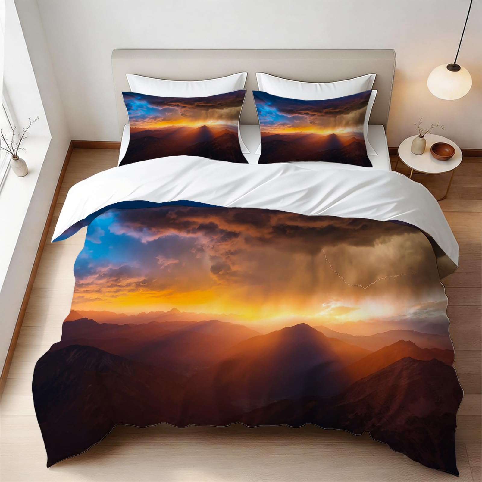 Parure de lit 2 personnes avec housse de couette 200x200 cm microfibre imprimée 3d