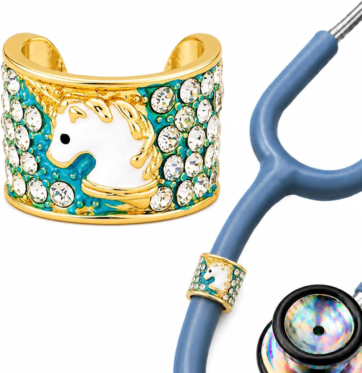 Custom Stethoscope Charms - Unicorn Charm - Gifts for Nurses, Doctors, Veterinarians, Technicians, Surgeons & Healthcare Professionals - Metal Silver 0.5" Ring Charm