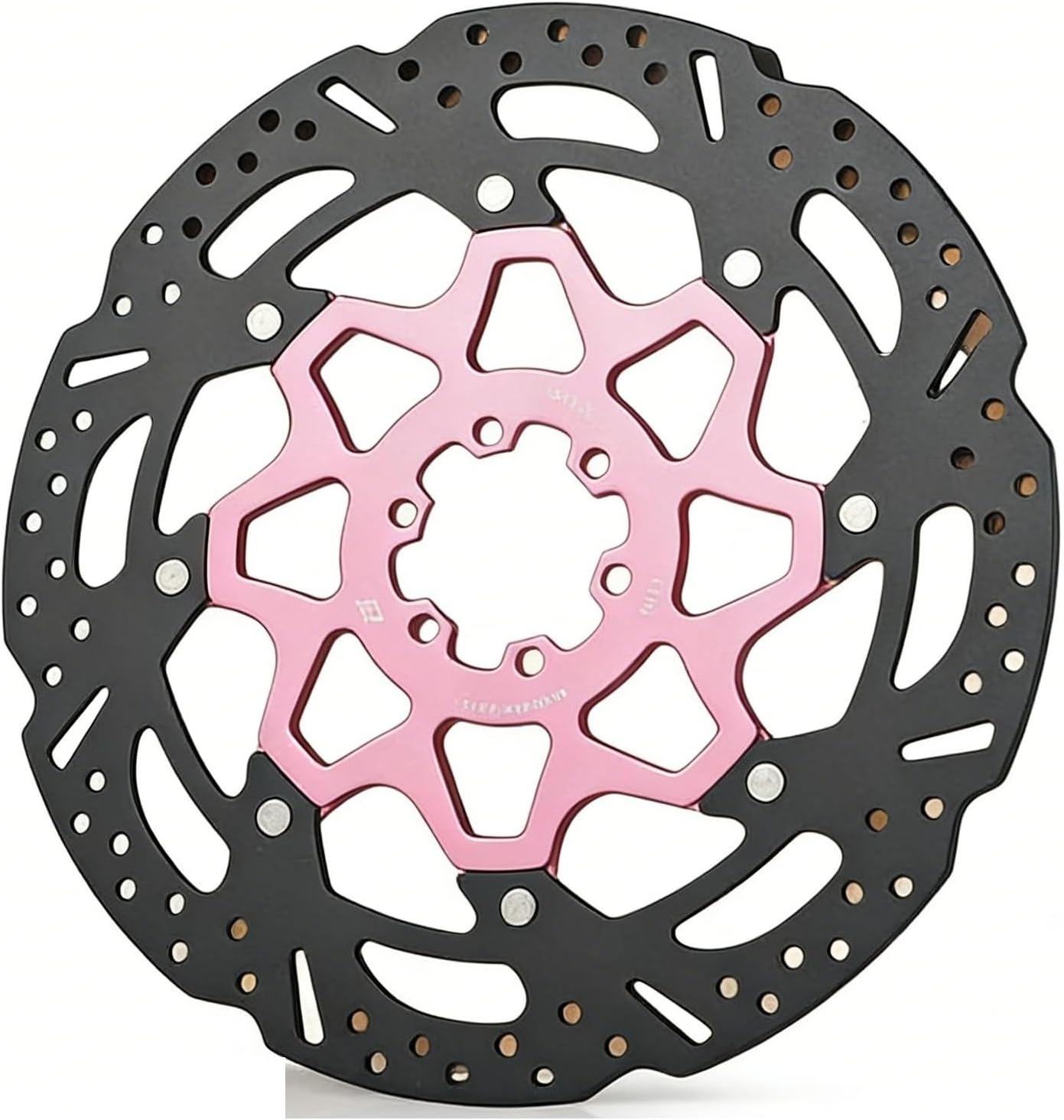 Bicycle Carbon Ceramic Brake Discs, 203mm Lightweight Heat-Resistant Sturdy Brake Rotors for Road & Mountain Bikes(6 holes-203-pink)