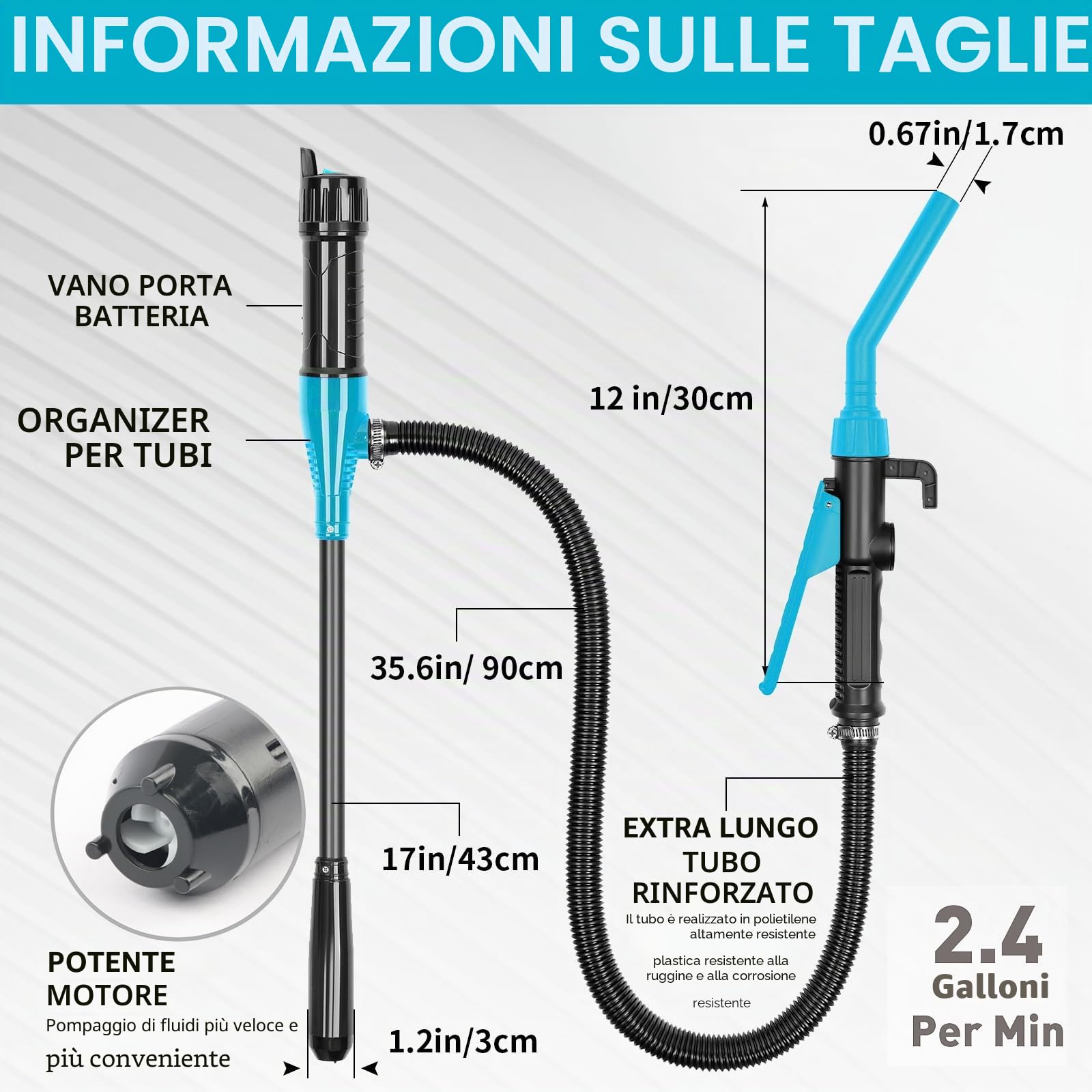 Pompa a benzina elettrica a batteria,Pompa di Trasferimento Portatile con Ugello di Controllo di Flusso,tanica aspirazione automatica per benzina