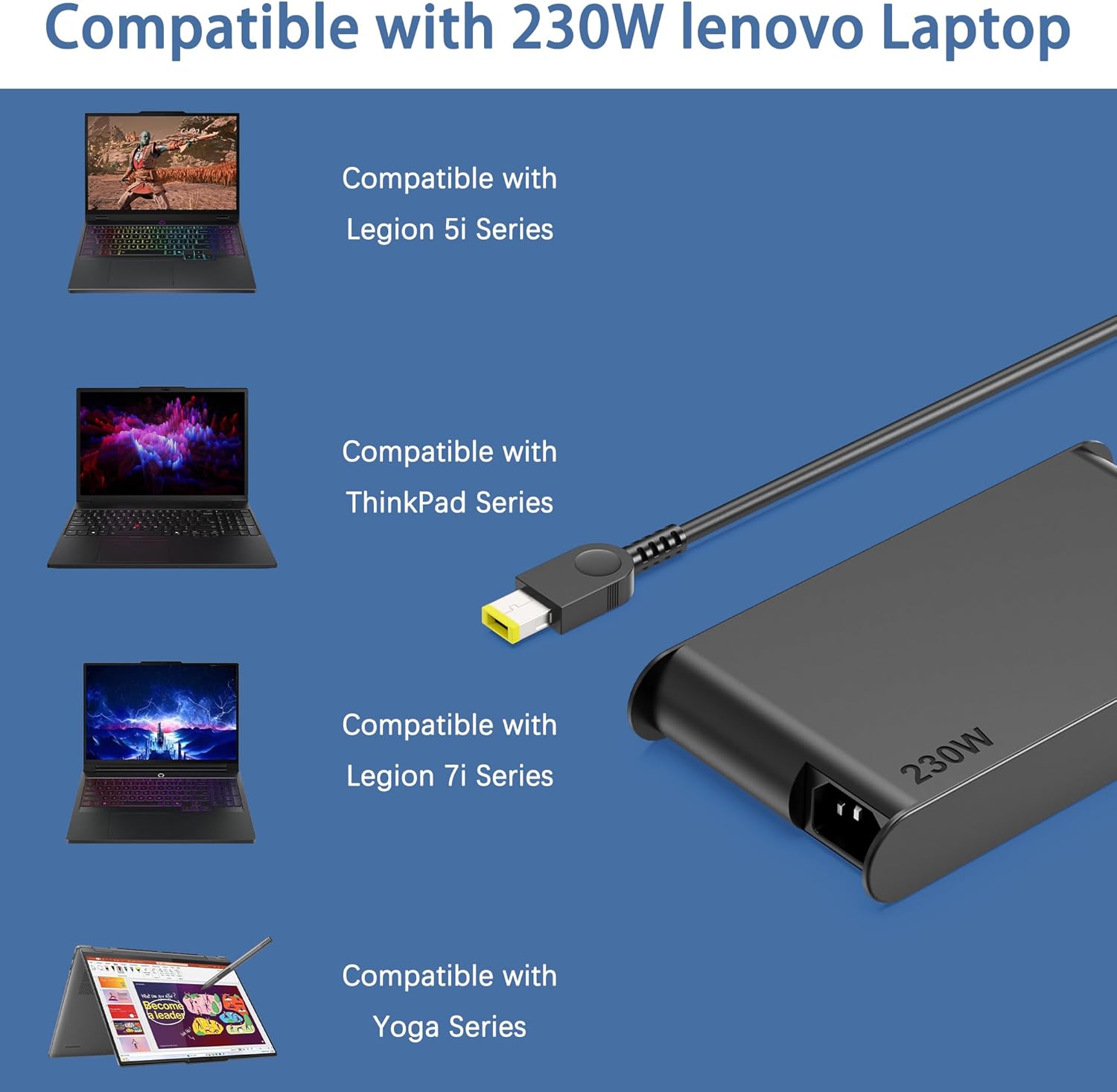 230W Charger AC Adapter ADL230SCC3A SA10R16890 Compatible with Lenovo Legion Charger, Legion 5-15 5i-15 5P-15 5Pro-16 Thinkpad P51 P52 P53 P51 P50 P70 Ideapad Y740 Y900 Y910 Laptop Power