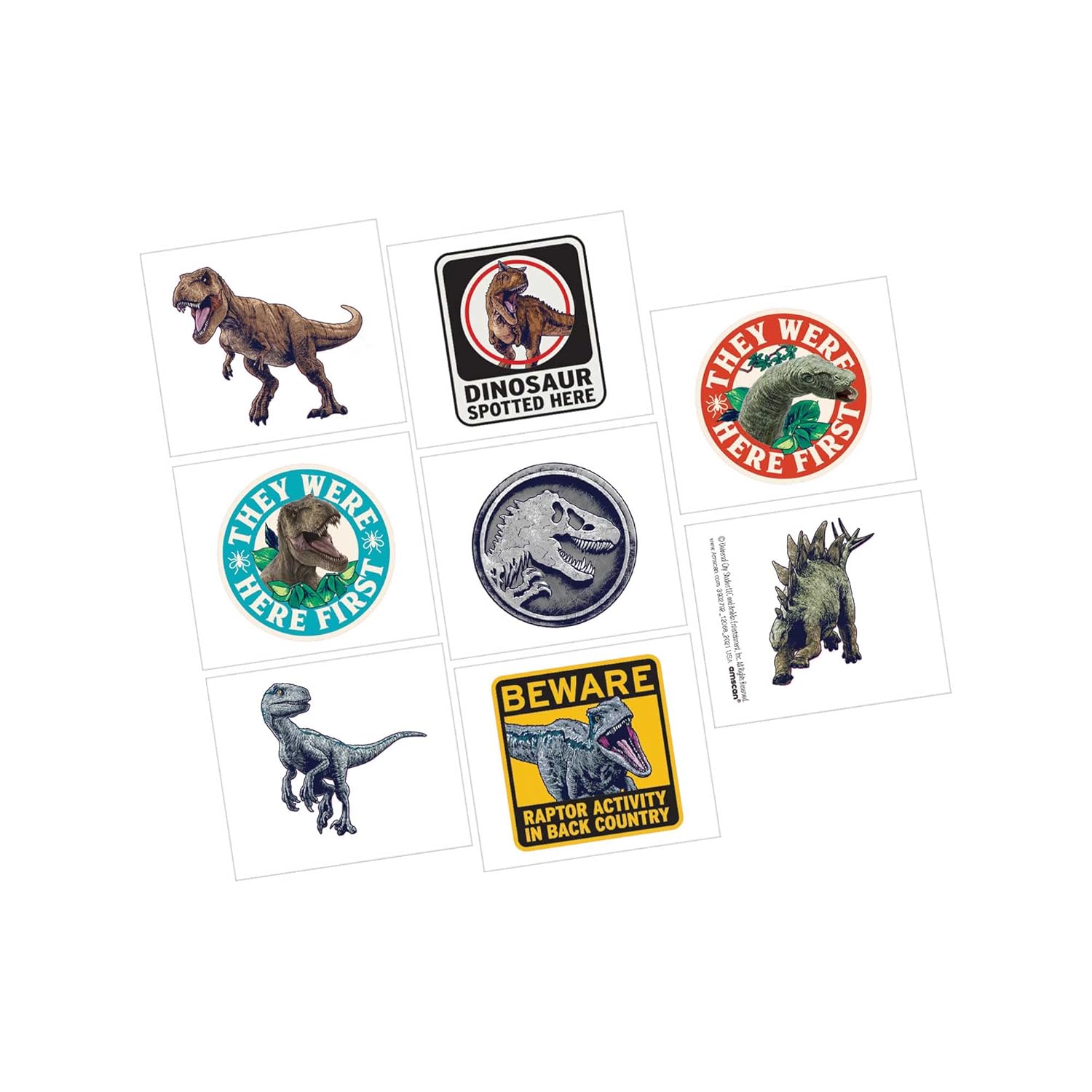 Assorted Jurassic World Into the Wild Tattoos - 2" x 1.75" (Pack of 8) - Perfect for Dino-Lovers, Party Favors & Gift Ideas