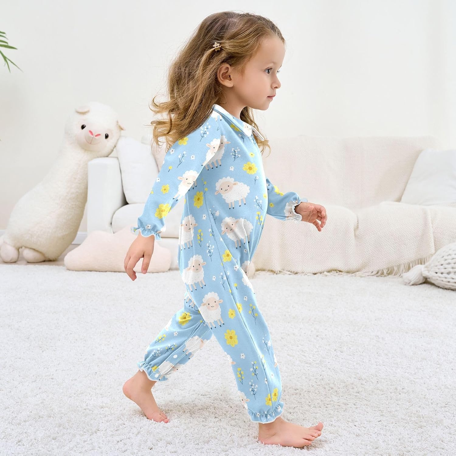 vvfelixl Baby Sleepers Cute Little Sheep Long Sleeve Onesie Girl Baby Clothes for Girl Play One-piece for 0-3 months