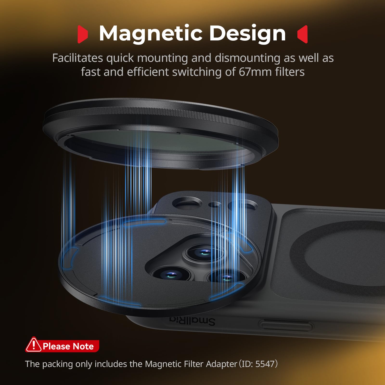 SMALLRIG Magnetyczny adapter pierścieniowy do filtrów FilMov 67 mm do etui (do iPhone'a 17 Pro 5549/5550), kompatybilny z serią filtrów magnetycznych 67 mm (4726/4581/4582/4583/5169/5170) - 5547