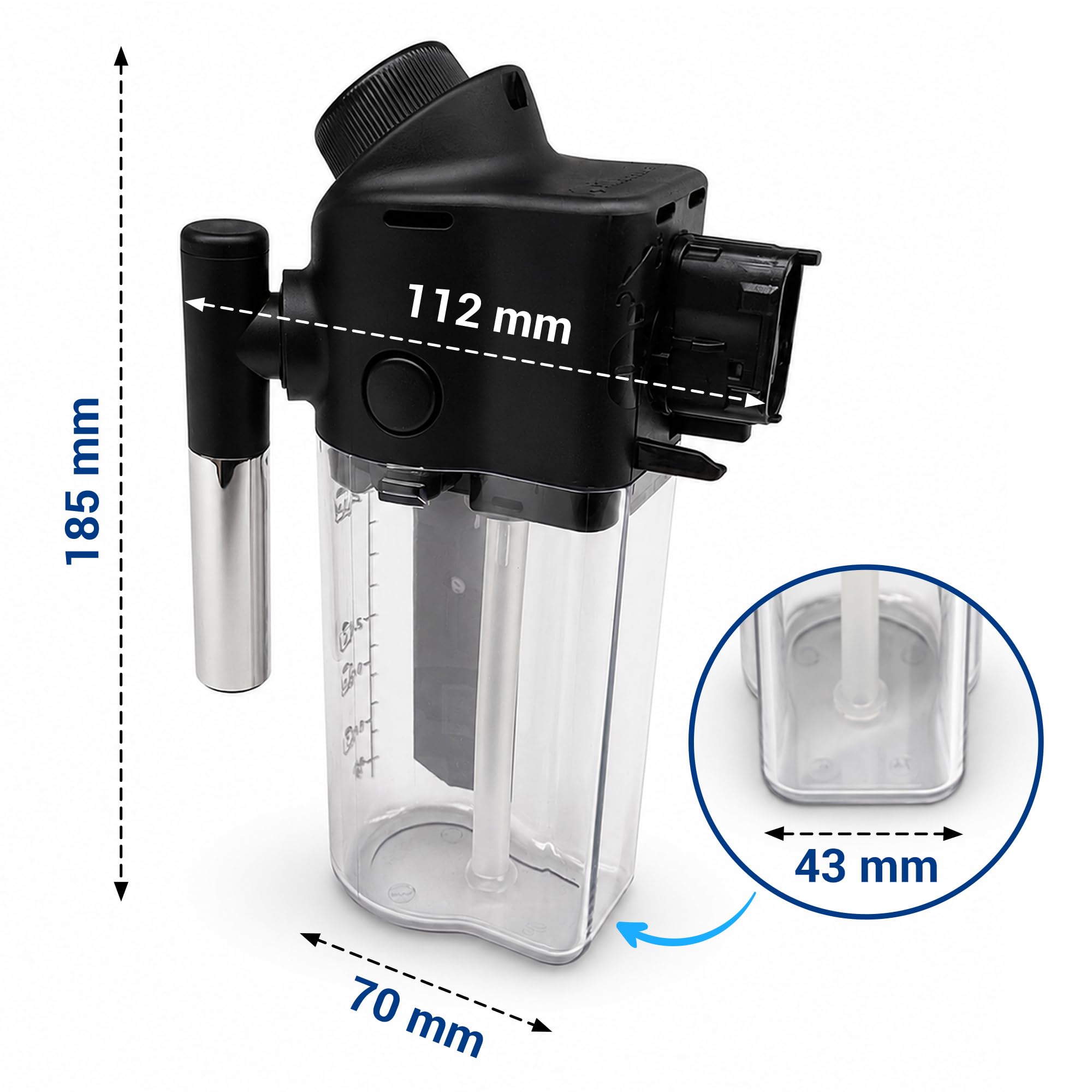 VIOKS Milchbehälter Kaffeemaschine Ersatz für DeLоnghi DLSC028 AS00005733 | Milchkännchen-Aufschäumer Behälter, für LatteCrema-System, Cremigen Milchschaum, Kaffeevollautomat Latteplus Lattepro