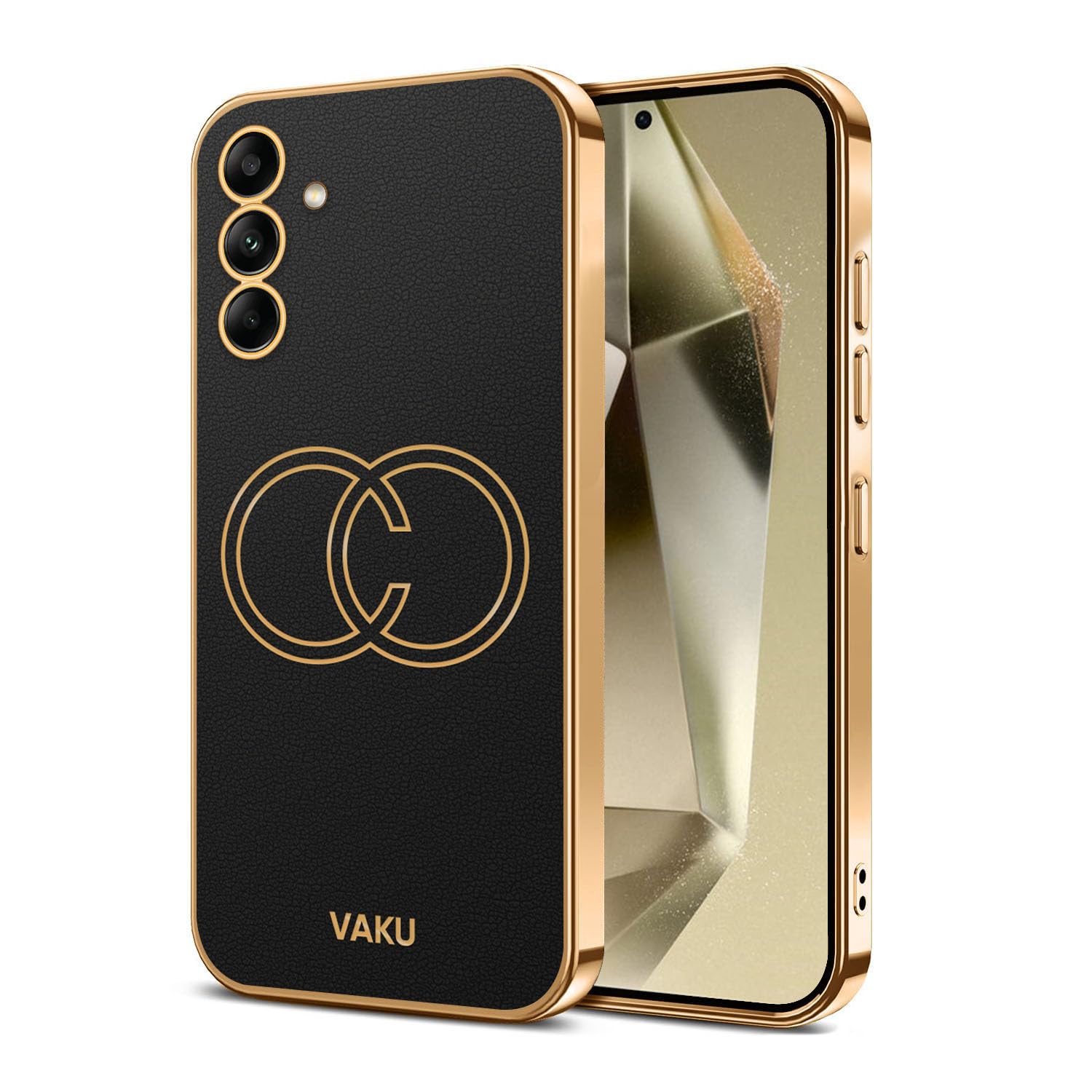 Vaku Luxos® Skylar Back Cover for Samsung Galaxy S23 FE 5G with Leather Pattern Gold Electroplated Soft TPU Cover Scratch Resistant Camera Protector Shockproof Protective Case- Black (B0DCQF5MFS) Amazon Price History, Amazon Price Tracker