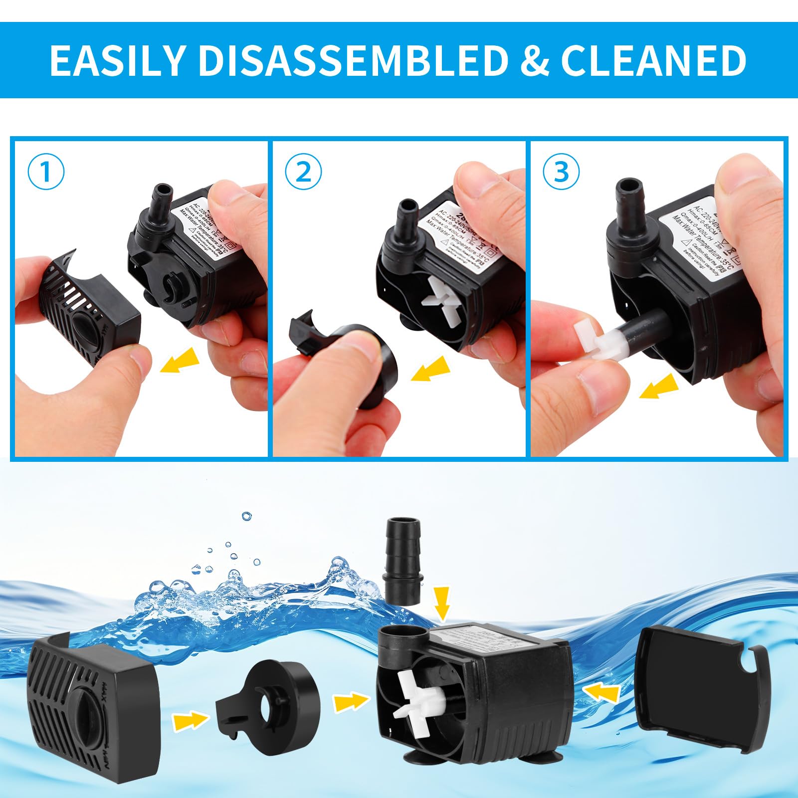 Mingke Mini Tauchpumpe 400 L/h – Einstellbar, 5 W, Für Aquarium, Katzenbrunnen, Teich & Wasserspiele