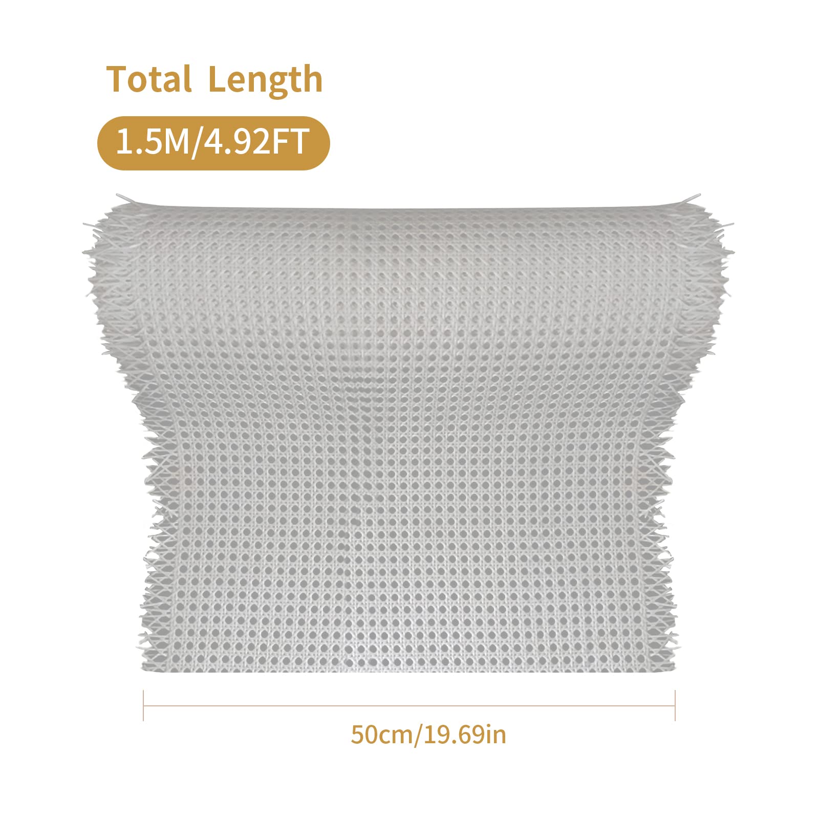 TWSOUL Trenza vienesa, cm resistente al moho, ancho de ratán, resistente al agua, malla de panal de plástico, silla trenza vienesa para proyectos de bricolaje (1,5 m x 50 cm, blanco)