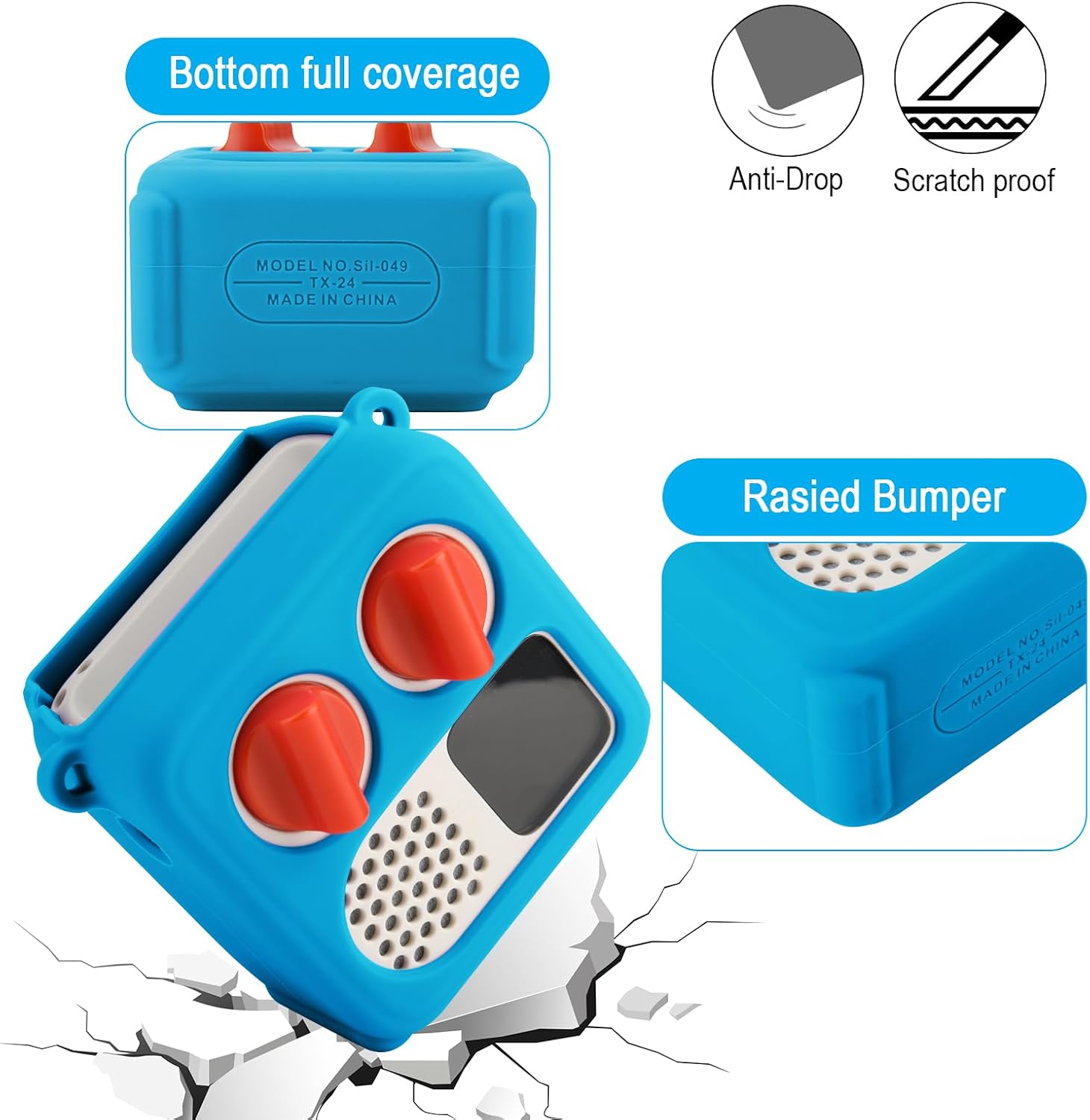 Silicone Case Cover for Yoto Mini (2024 Edition), Travel Carrying Case with Adjustable Shoulder Strap Protective Cover for Yoto Mini Player (Deep Blue)