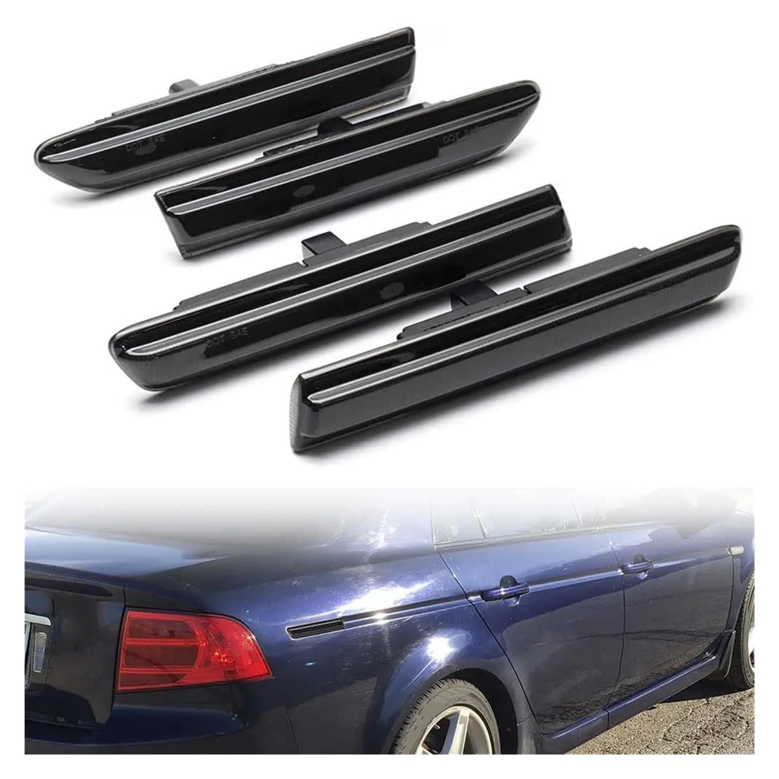 Indicatore Direzione Per Acura Tl 2004 2005 2006 2007 2008 Indicatori Di Direzione/Luci Di Parcheggio Accessori LED Bianco Auto Paraurti Anteriore Posteriore Indicatore Laterale(Smoked Lens 4pcs)