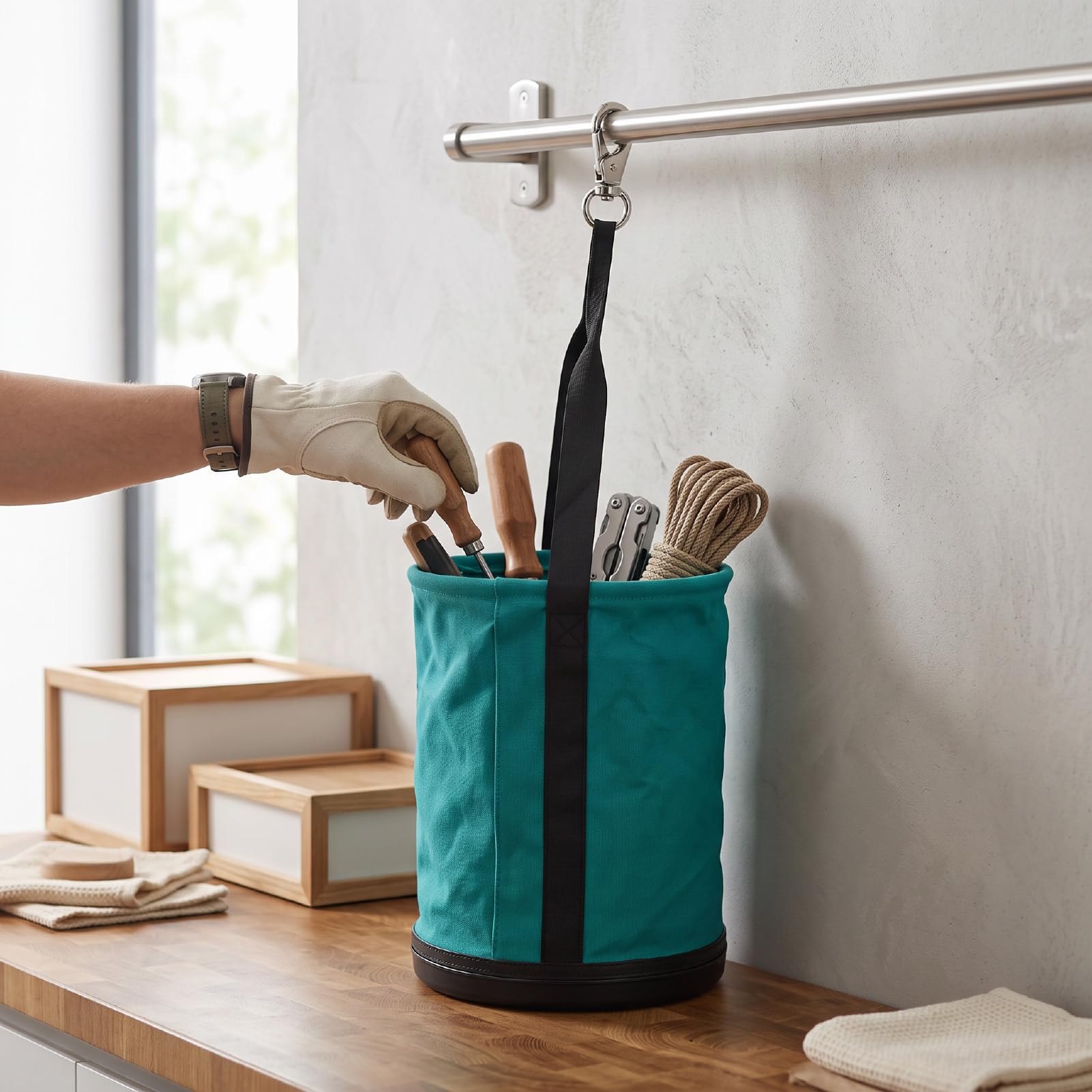 Secchio in Tela, Secchio con Fondo in Plastica, 12 Pollici, for Lavori di