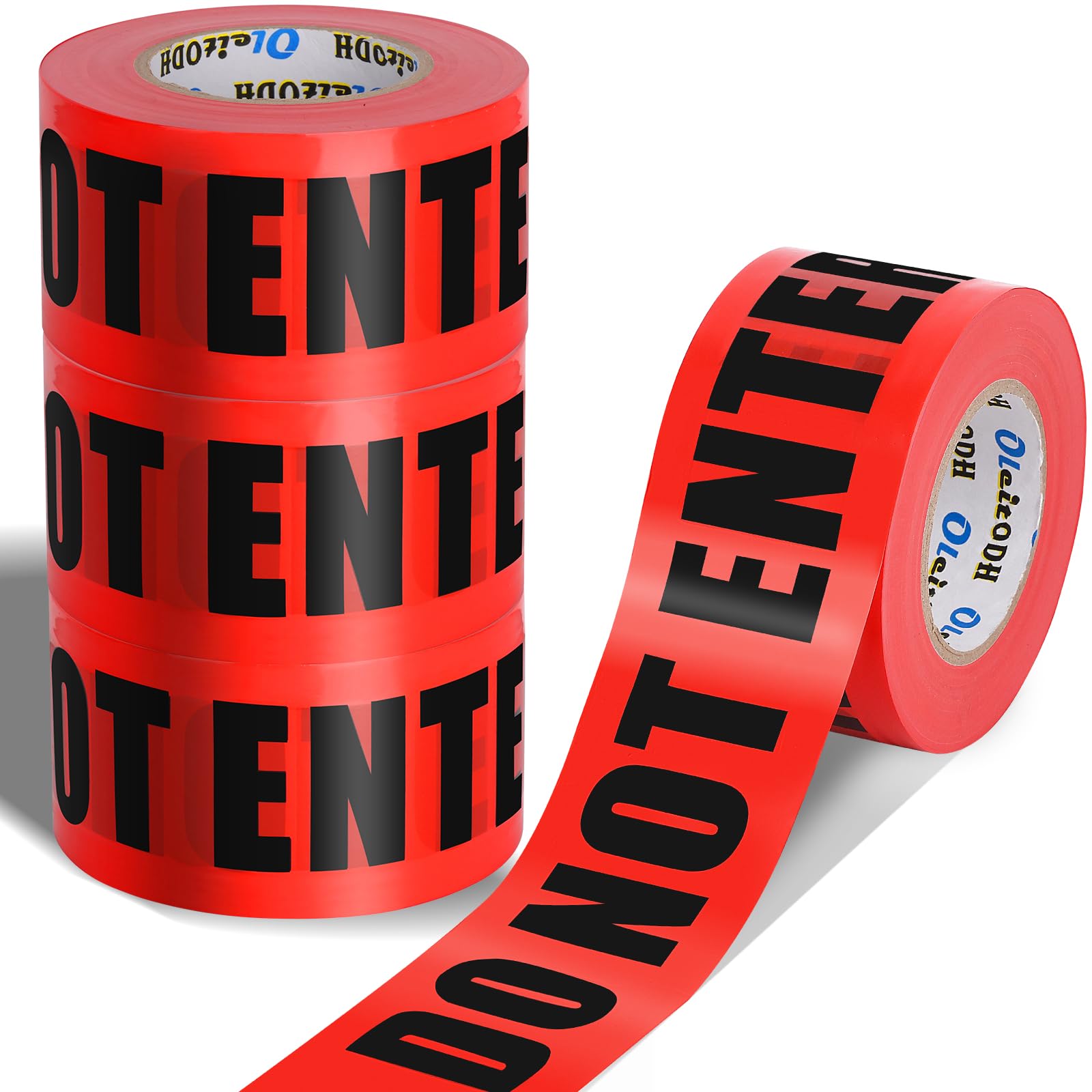 Oleitodh Red Do Not Enter Tape 4 Pack 3 inch X 1000 feet, Barricade Tape Bulk Bright Red with a Bold Black Print for High Visibility, Tear Resistant