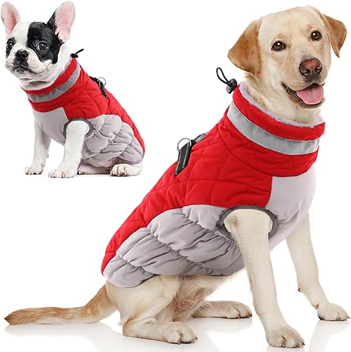 AOFITEE Abrigo de invierno para perro, chaqueta cálida de forro polar para clima frío, chaleco deportivo reflectante con cremallera para cachorros,