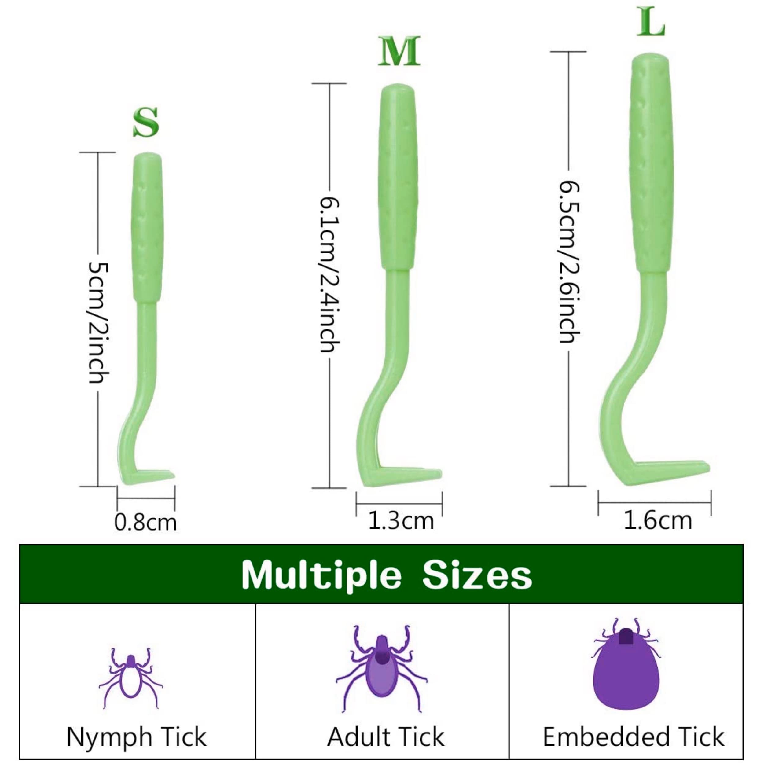 Tire Tique Pince a tique et crochets anti tiques pour chat chien humain. Crochet en acier inoxydable Retire/enlève/supprime/attrape parasites Kit de 2 lots de 3 pcs crochets pinces anti tiques vert