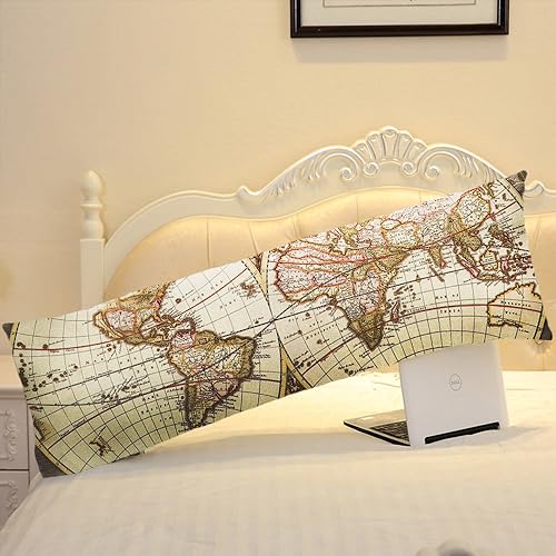 Miniatura 2 de AILOVYO Funda de almohada decorativa de poliéster con diseño de mapamundi, diseño de mapa del mundo de viaje retro, 20 x 54 pulgadas