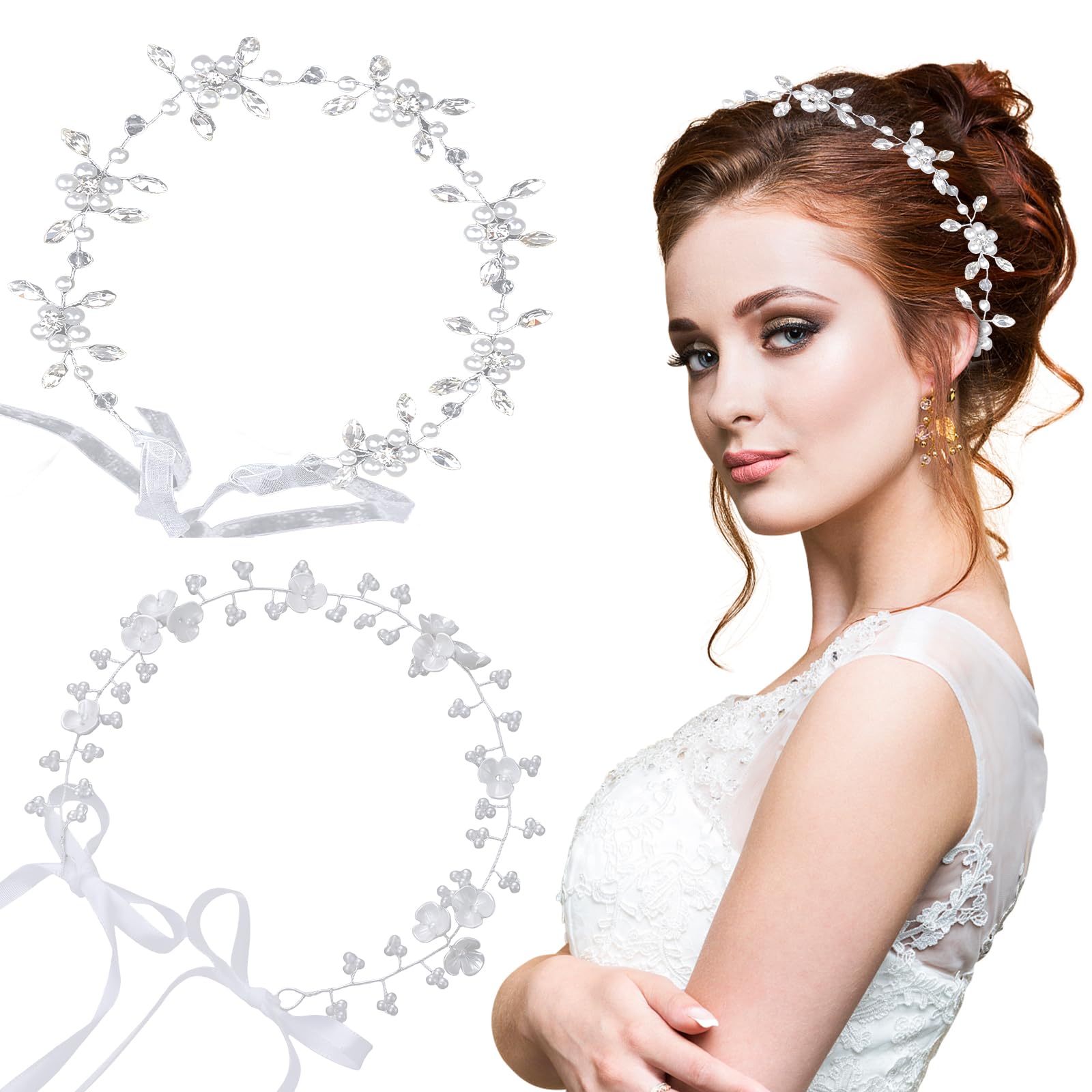 Fermaglio per capelli da sposa con perle & con decorazione