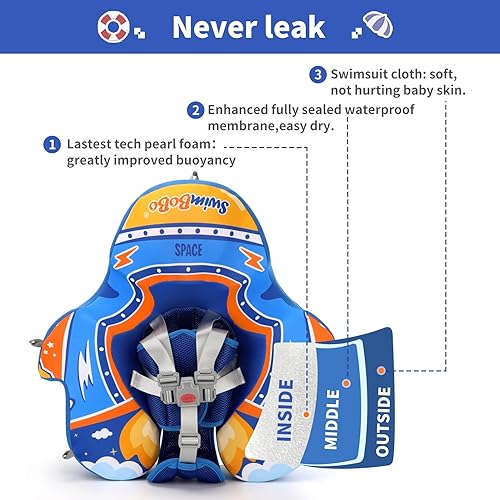 Miniatura 3 de Swimbobo - Flotadores para piscina con toldo no inflable, material de tela suave y agradable a la piel, flotador de natación infantil para niños y
