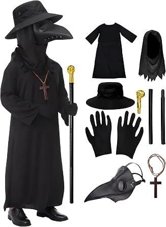 Plague Doctor Costume for Kids Scary Costumes for Boys Halloween Cosplay