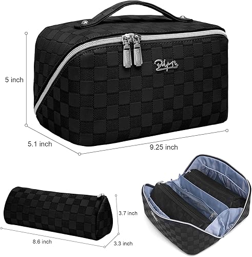 Miniatura 8 de Bolsas de maquillaje de viaje CosmTravel Bolsas de maquillaje Bolsa organizadora de cosméticos Juego de 3 bolsas de maquillaje de gran capacidad,