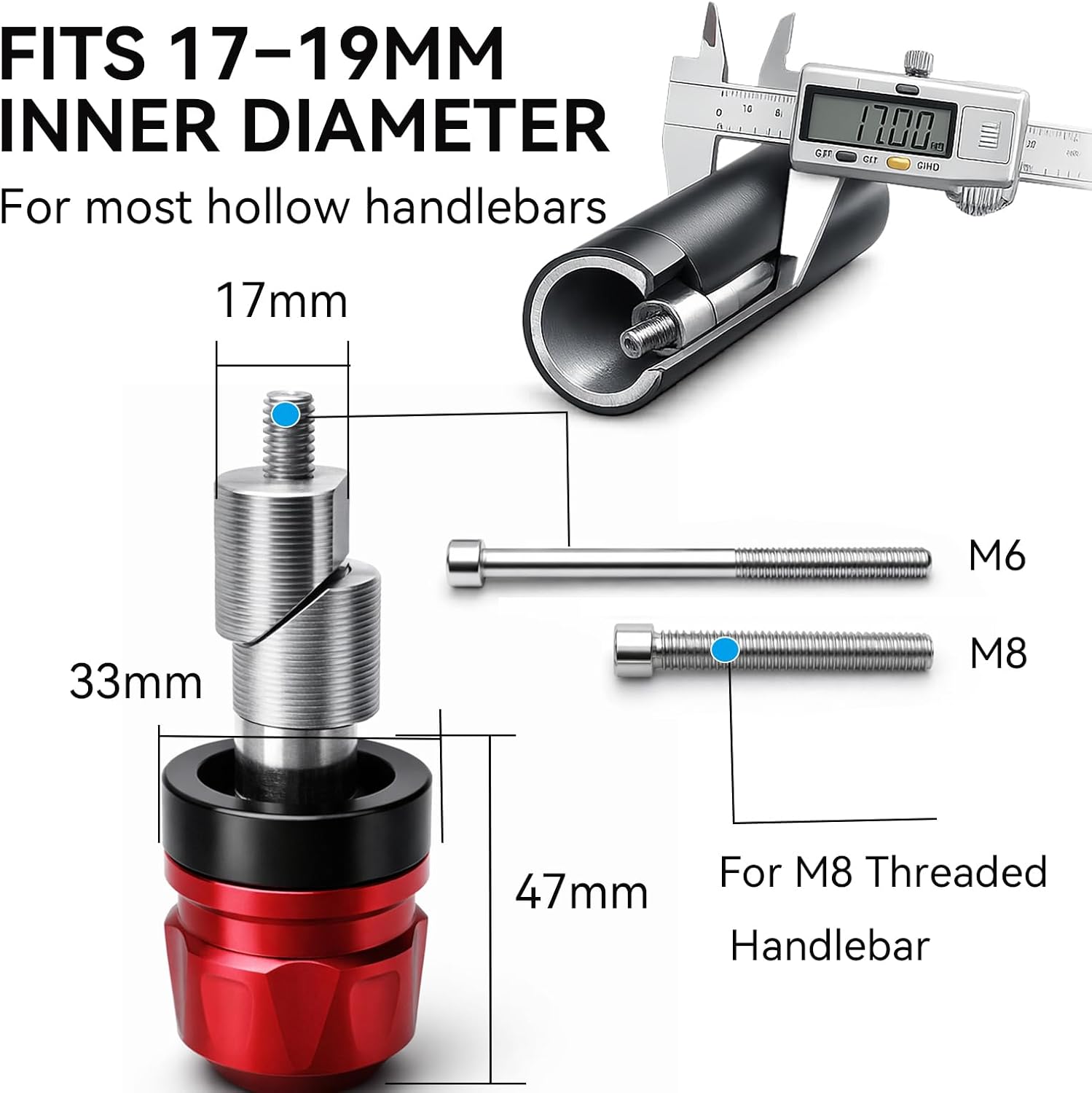 Motorcycle Handle Bar Ends Plug for 17-19 mm Handlebars, Aluminum Heavy Bar End Slider Anti Vibration Handlebar Grip End Weight Caps(Black)