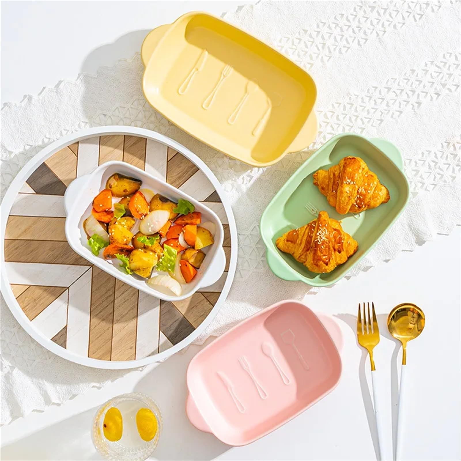 Auflaufform Keramik,Auflaufform Set Brotform for Backen, Werkzeuge und Zubehör, Küchenhelfer, Backgeschirr, Kochutensilien, Porzellangeschirr, Ofen-Backblech, Airfryer(9.5 Y)