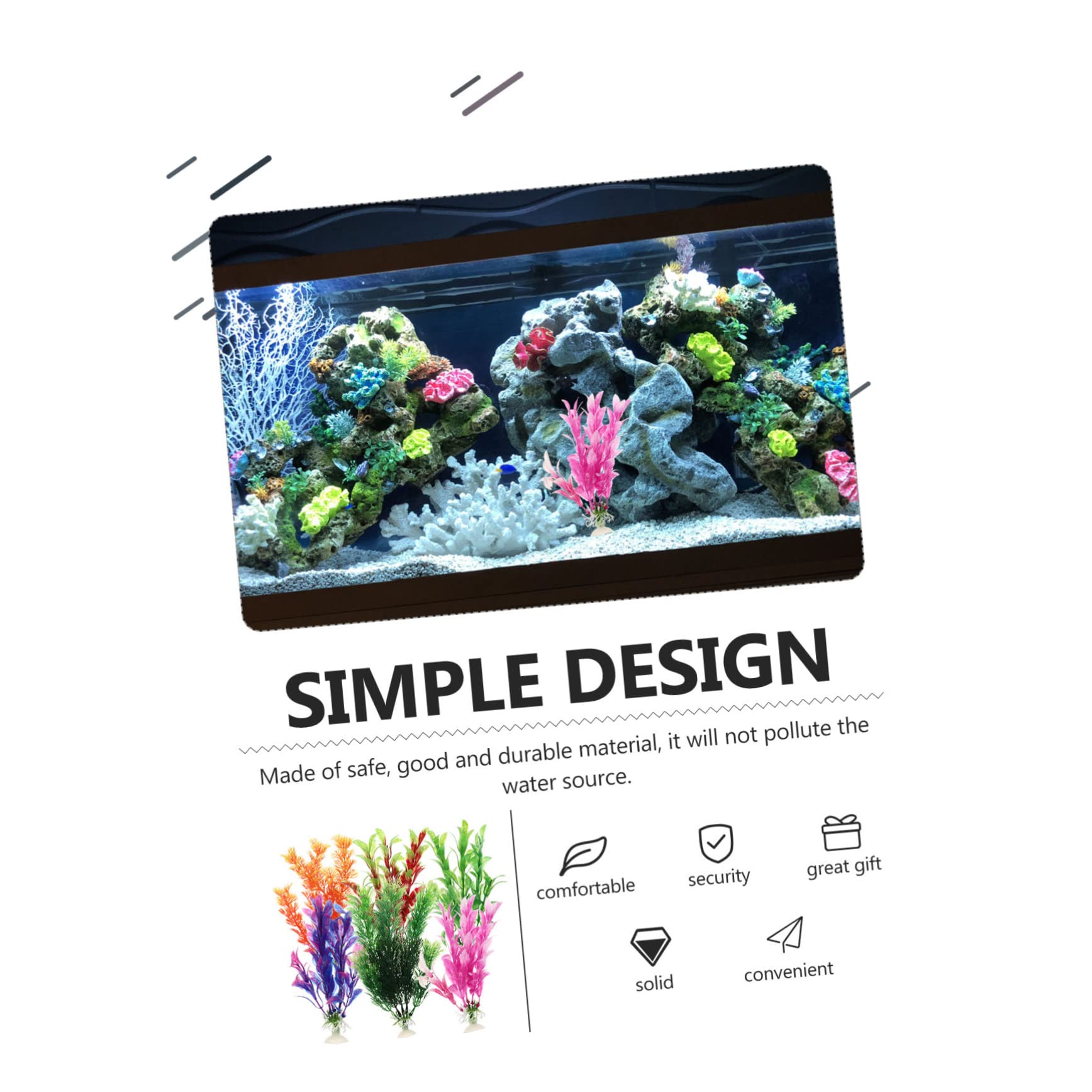 Sosoport 4 Sätze Aquarium Landschaftsbau Wasserpflanzen Gefälschte Blumen Aquarienschmuck Kunststoffpflanze Aquariumpflanzen Lebendige Kunstpflanze Aquarienpflanze Plastik 6 Stück * 4