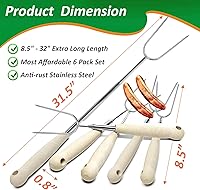 Vista 3 de Palitos para asar malvaviscos, palos de 32 pulgadas de largo para hoguera, palos resistentes para perros calientes para fogatas, brochetas