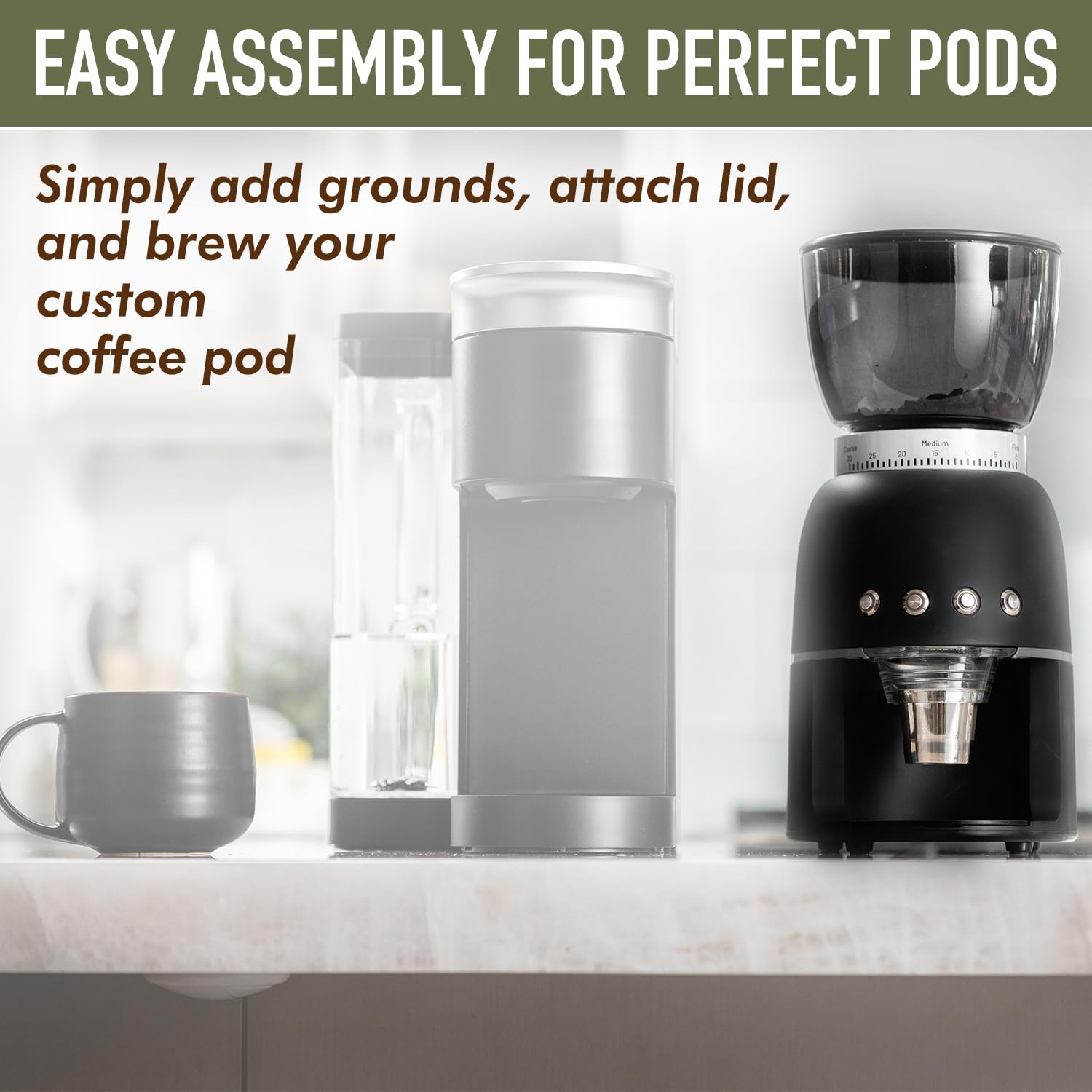 Amazon.com: Podmkr Single Serve Coffee Grinder - Automatic Burr